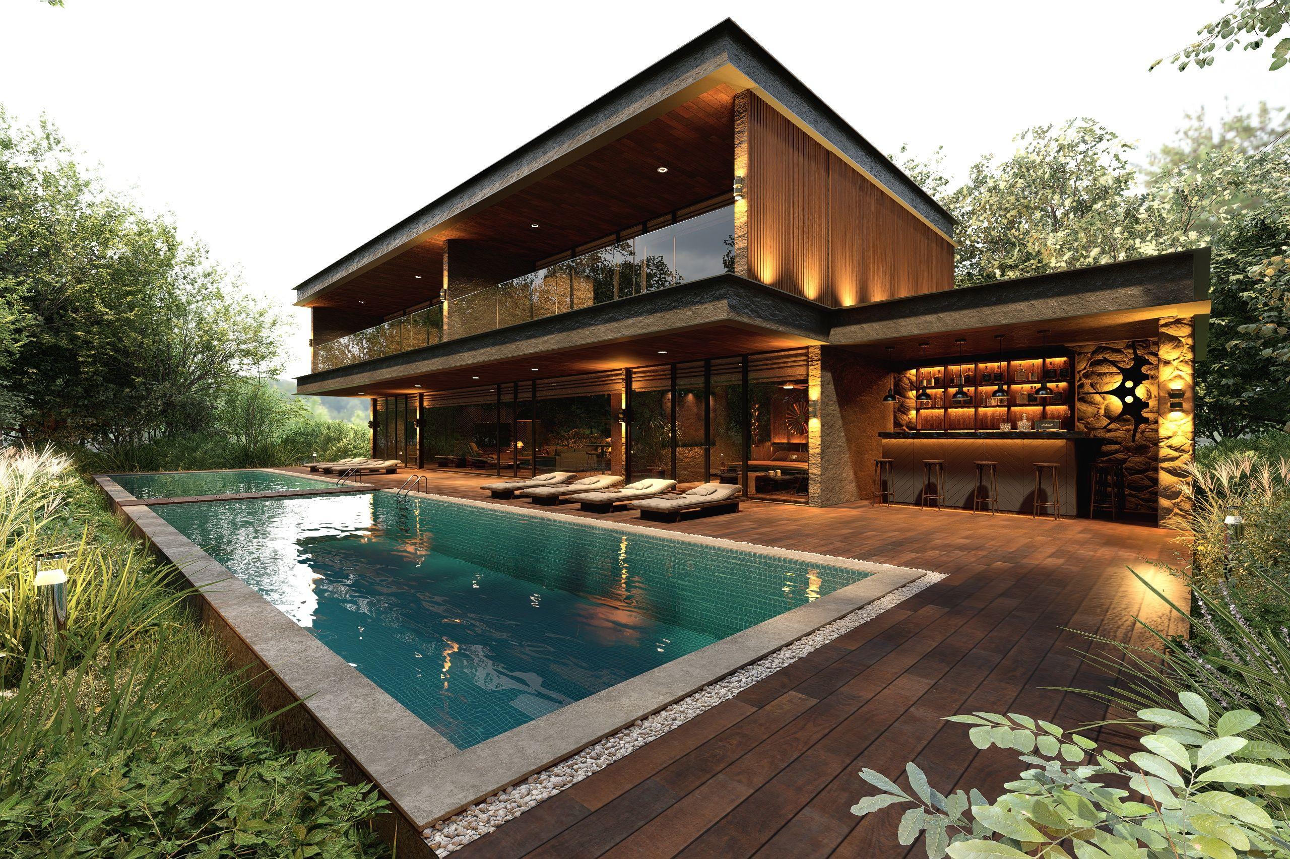 森の静寂に溶け込むホテル