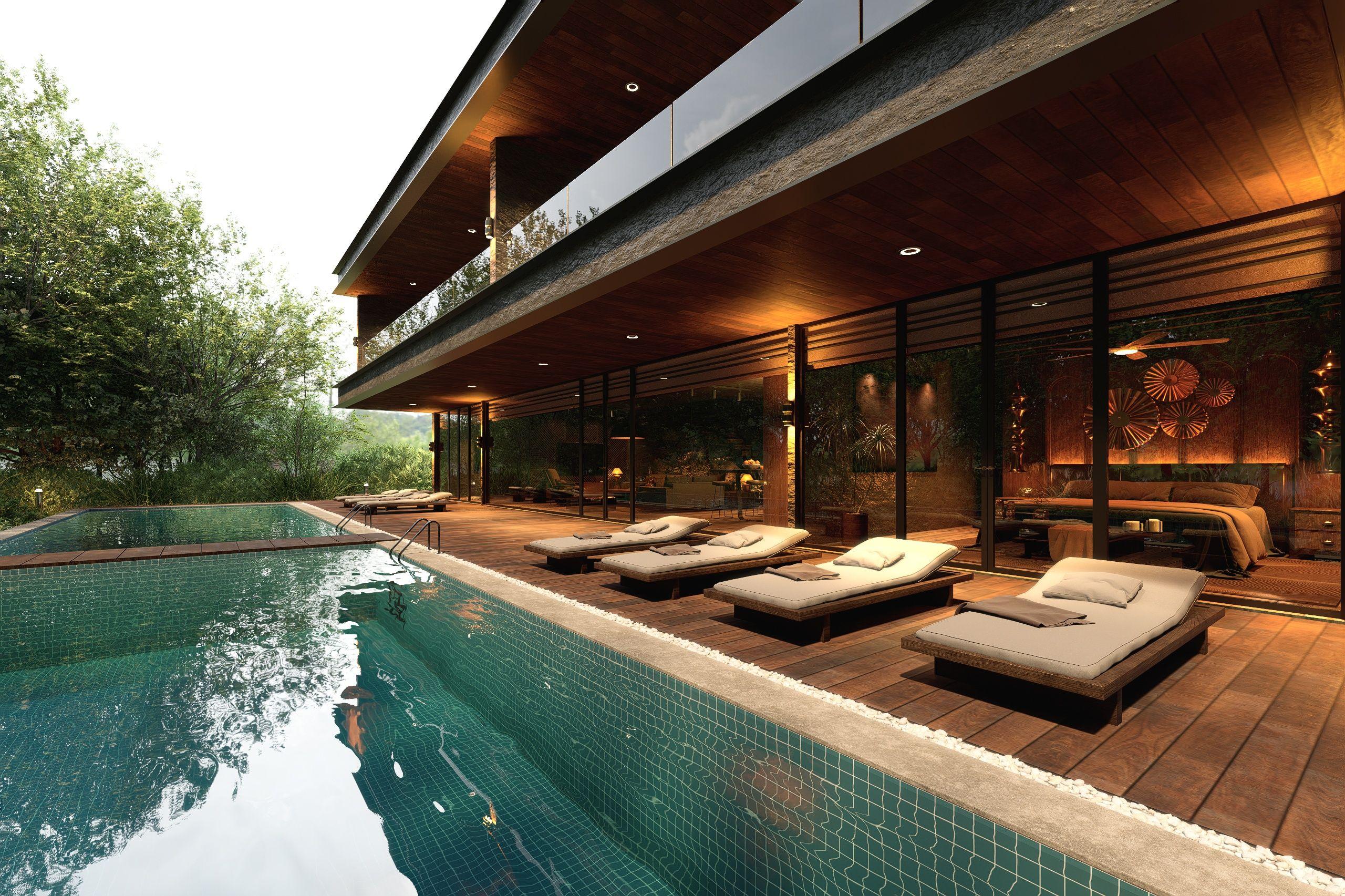 森の静寂に溶け込むホテル