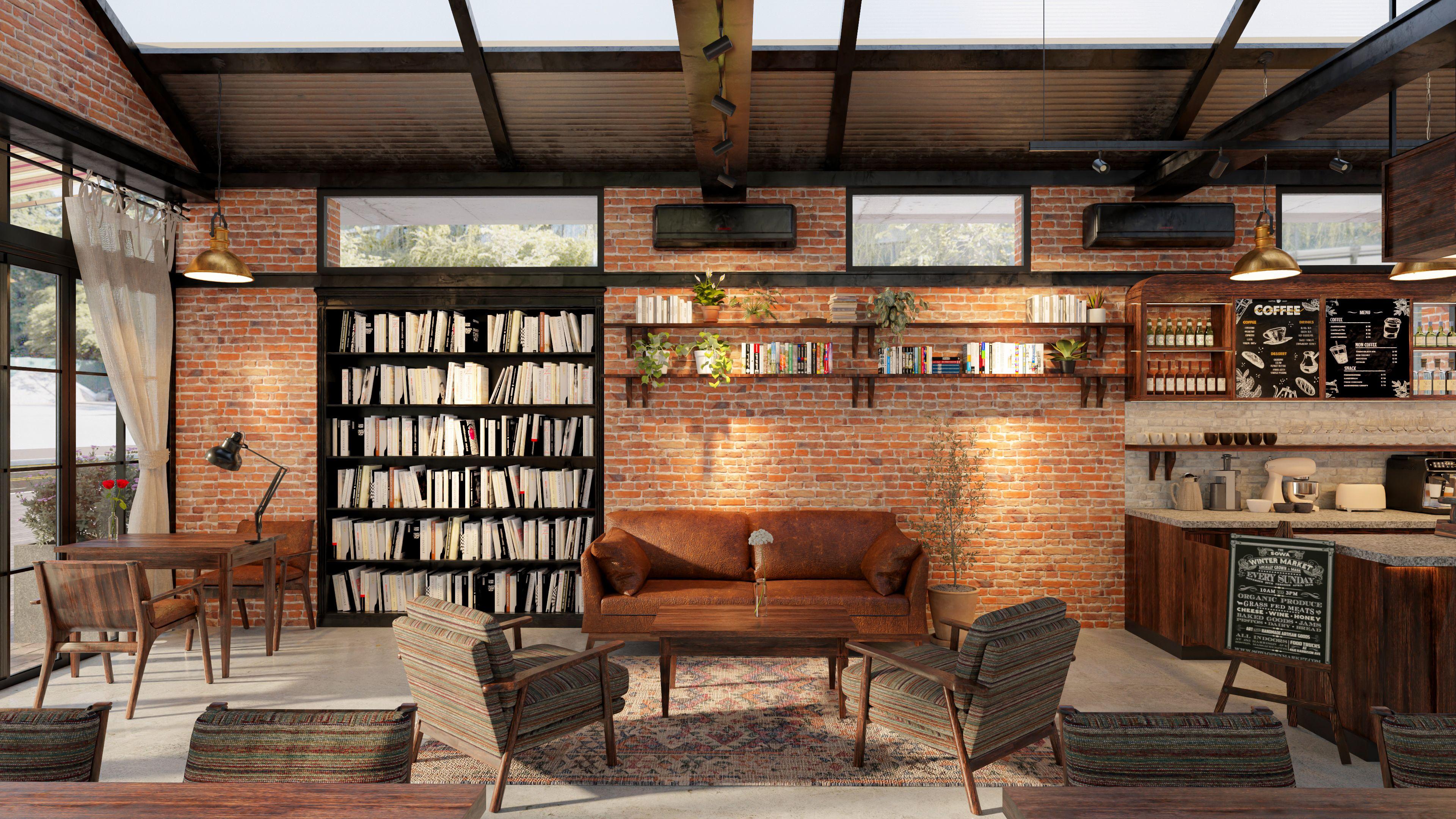 インダストリアルなブックカフェ