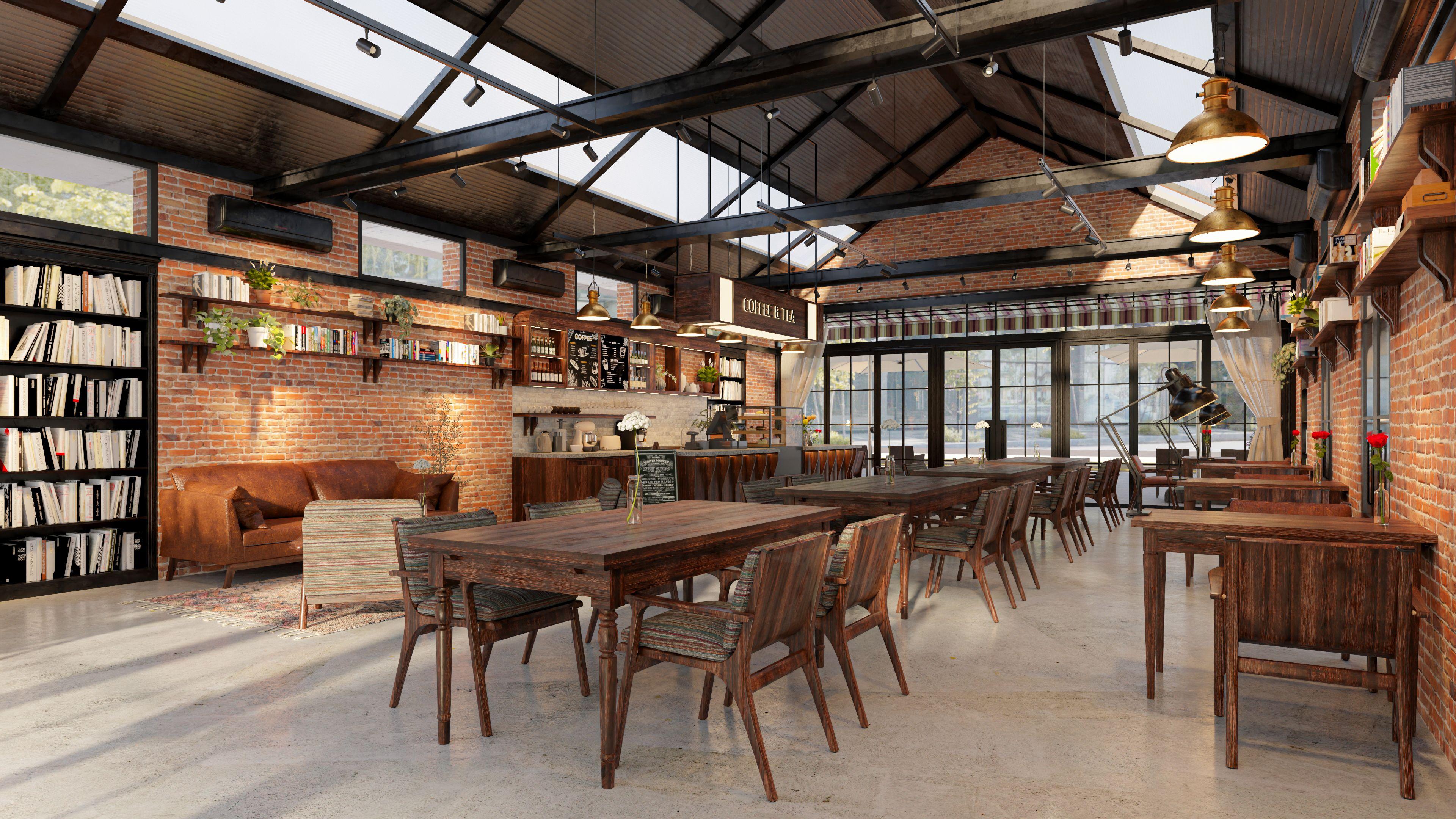 インダストリアルなブックカフェ