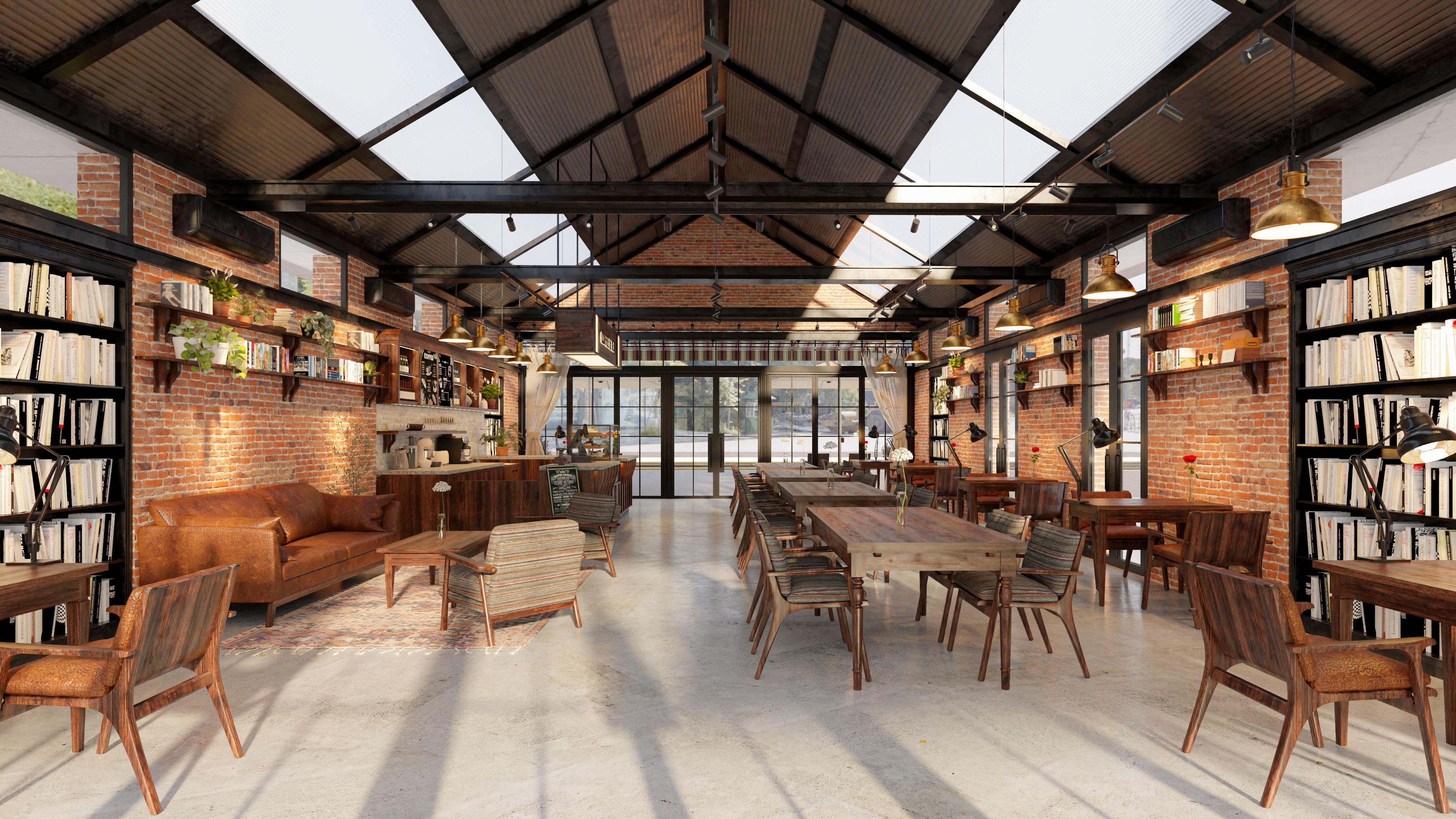 インダストリアルなブックカフェ