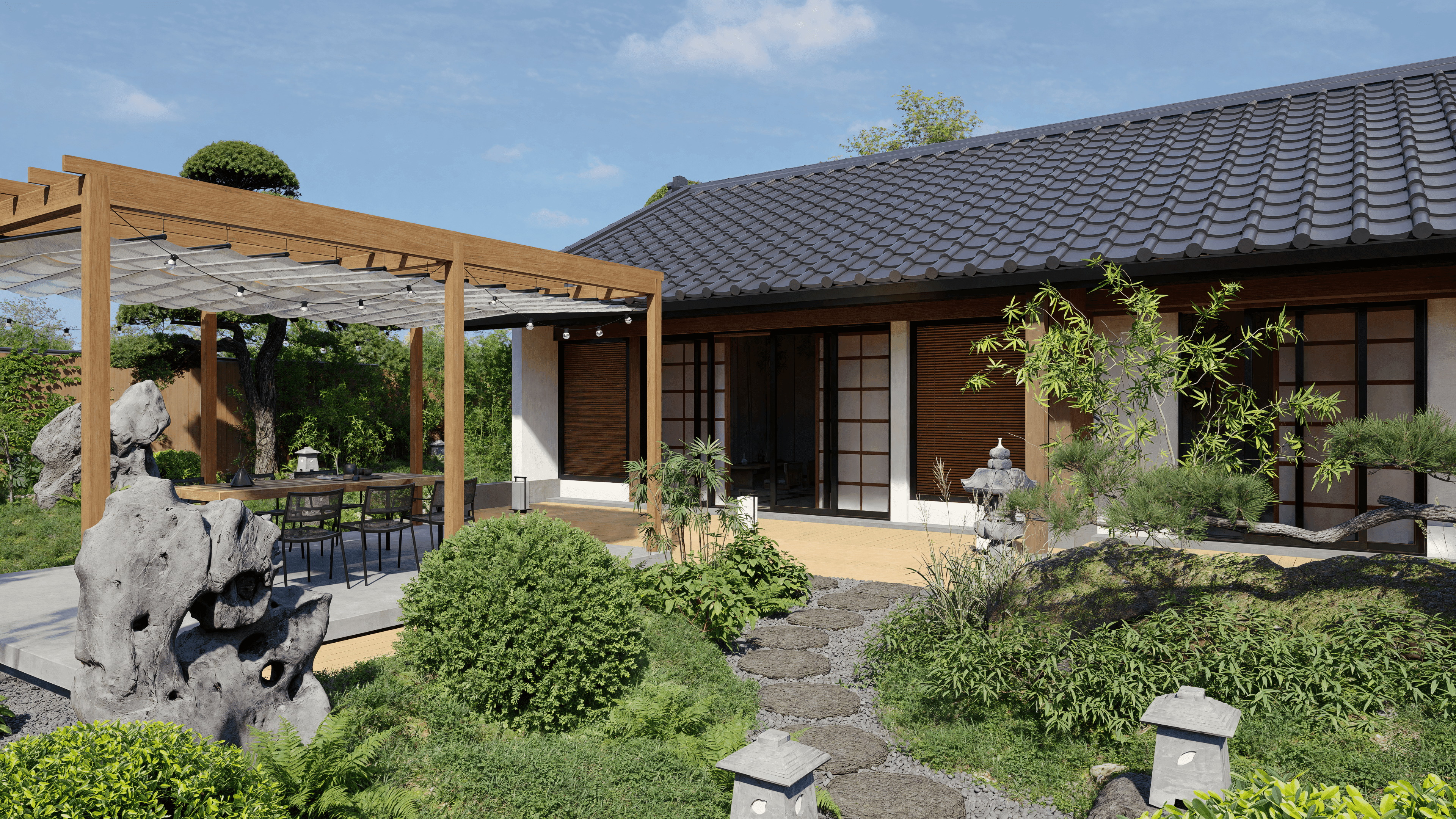 伝統とモダンが響き合う静寂の庭