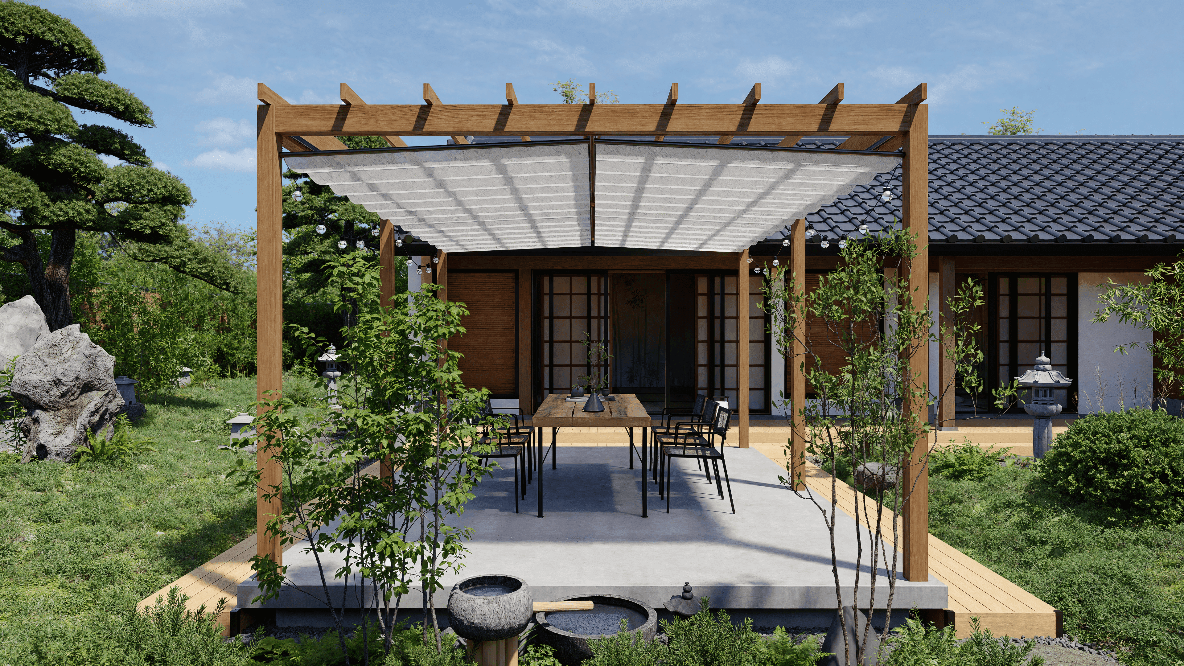 伝統とモダンが響き合う静寂の庭