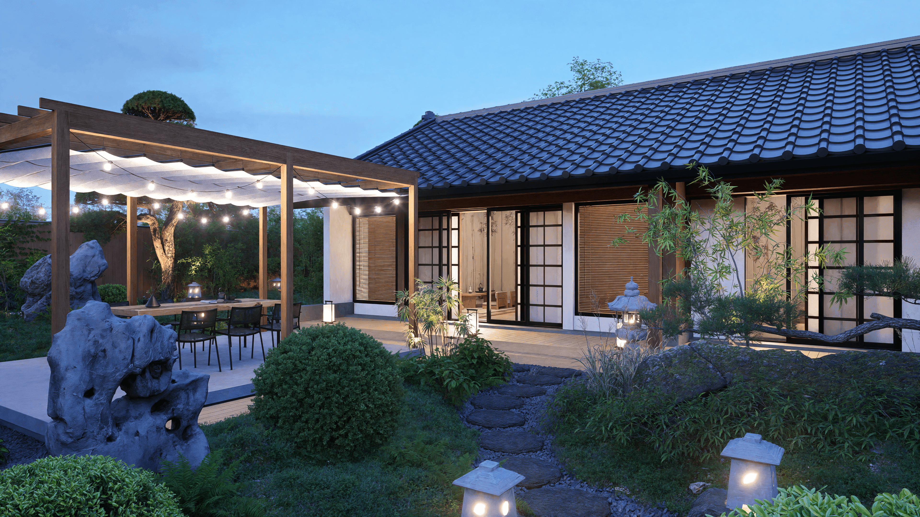 伝統とモダンが響き合う静寂の庭